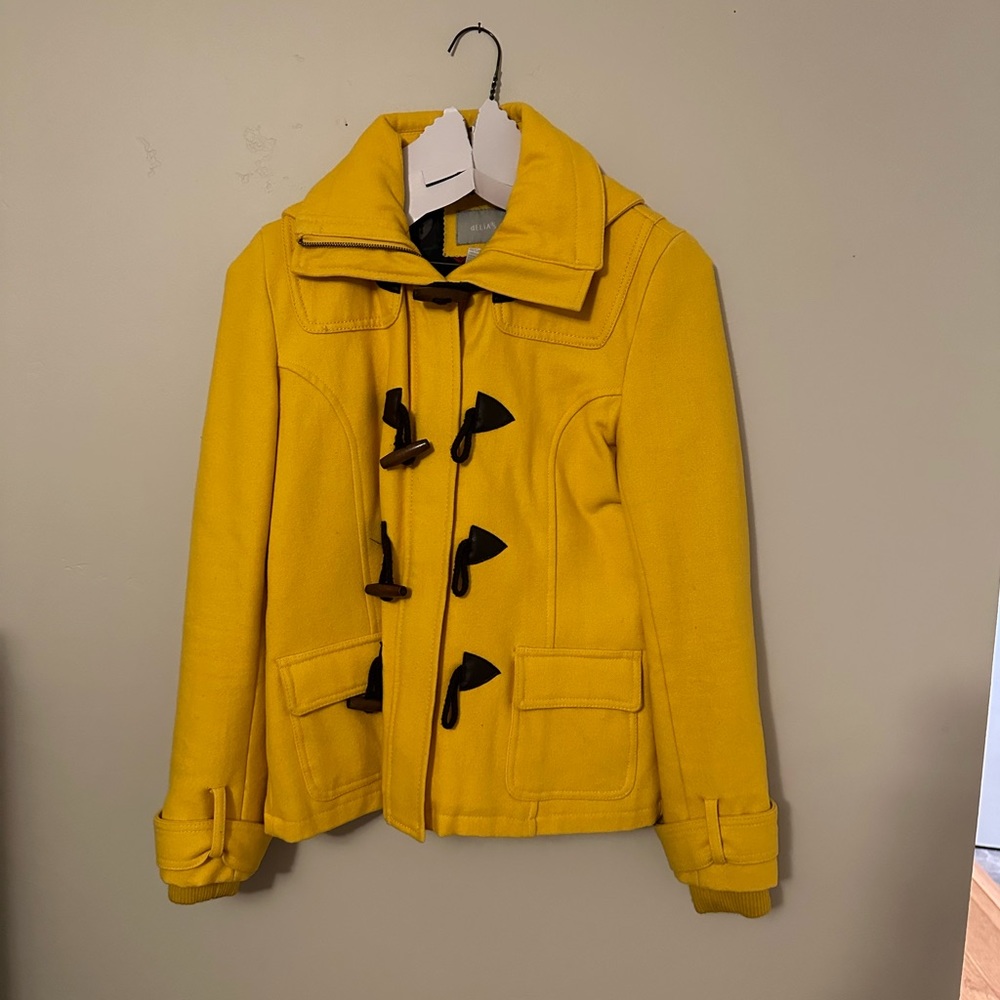 Delia’s yellow wool coat with toggles